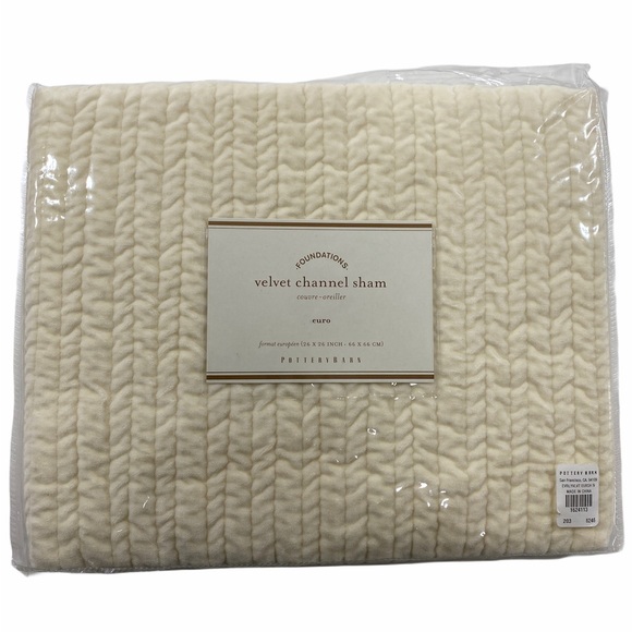 Pottery Barn Velvet Channel Sham EURO 26” X 26”